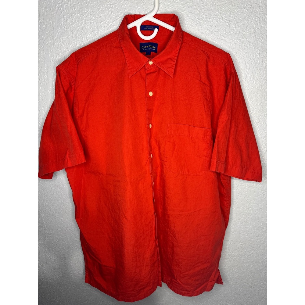 Vintage Club Room by Charter Club Button Down Men Large Red Good